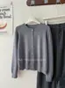 Cárdigan de punto de piel de mapache para mujer, estilo perezoso japonés de otoño, suéter corto holgado de cuello redondo, abrigo, top