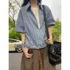 Camisa de retazos de verano de dos piezas falsas de manga corta para niños, moderna, a la moda, casual, versátil, de corte holgado, estilo pareja, camisa guapa