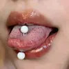 Nuevos Anillos de Lengua con Bola Blancos y Negros para Comercio Electrónico Transfronterizo, Joyería de Acero Inoxidable para Piercings, Venta al por Mayor desde Fabricante, en Stock