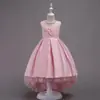Vestidos Formais Europeus e Americanos para Meninas, Vestidos Infantis, Vestidos de Casamento, Vestidos com Bordados Manuais de Contas, Babados e Cauda