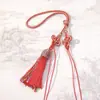 Nudo de Flor de Ciruelo Pie de Mano Cordón de Muñeca Tejido a Mano Correa Corta con Hebilla de Seguridad Colgante de Borla Accesorios Cordón Venta al por Mayor