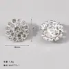 Botones Redondos con Forma de Flor de Pedrería Botones de Pedrería de Alta Gama para Diseñador Accesorios Huecos Plateados para Abrigo DIY