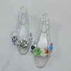 Sandálias Rasteirinhas de Verão com Toque de Luxo, Estilo Celebridade da Internet Coreana, Sapatos Vazados de Cristal, Sapatos de Gelatina, Sapatos de Bico Fino Baixos para Mulheres