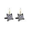 Aretes Divertidos Transfronterizos de Gatito Lindo de Dibujos Animados Aretes Creativos Atmosféricos Aretes de Animales Japoneses y Coreanos Venta al por Mayor Europea y Americana