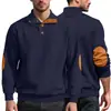 Suéter de punto jacquard transfronterizo con cuello alto y detalles de cuero, sudadera deportiva casual de manga larga con botones para hombre para otoño e invierno, nuevo modelo de Amazon