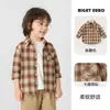 Camisa Estilo Acadêmico para Meninos, Estilo Europeu, Roupa de Outono para Crianças Pequenas, Body para Bebê, Roupa Infantil para Primavera e Outono, Camisa Xadrez Infantil para Meninos