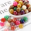 Accesorios de cuerda para el cabello de 14 mm, cuentas acrílicas de color AB con cuentas redondas de color sólido, hechas a mano, cadena para teléfono móvil, colgante para coche