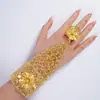 Pulseira Anel Flor Dourada do Oriente Médio Conjunto de Joias Uma Peça África Dubai Noiva Acessórios de Joias para Casamento