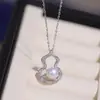 Novo Estilo Chinês Prata S925 Pérola Natural de Água Doce Colar de Cabacinha Tendência Feminina Luxo Acessível Design Estilo Nacional Corrente para Suéter Outono e Inverno