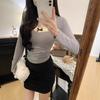 Camiseta de Encaje de Manga Larga para Mujer, Nuevo Estilo Otoño 2025, Camiseta Básica Ajustada de Cuello Alto, Hermoso Top para Usar como Prenda Exterior