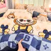 Conjunto de Cama de Veludo de Leite Espesso de Inverno Quatro Peças Novo Conjunto de Três Peças de Lençol com Capa de Edredom de Coral Fleece Flanela Roupa de Cama