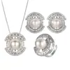 Joyería Perla de Imitación Set Collar Anillo Pendientes Moda de Alta Gama Europea y Americana para Mujer Venta al por Mayor Retro Lujo Ligero