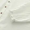 Venta directa del fabricante: Camisa de Mujer Manga Larga con Cuello de Encaje Fruncido Estilo Japonés, Gasa de Algodón de Doble Capa, Blusa Artística de Corte Amplio para Mujer