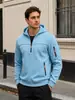 Sudadera con capucha para hombre de otoño e invierno transfronteriza, jersey de media cremallera con múltiples bolsillos, sudadera con capucha informal para hombre, talla europea