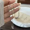 Colar de Feijão Acácia Estilo Ins Prata Esterlina S925, Corrente de Osso de Cobra Simples para o Dia a Dia, Corrente de Clavícula Leve de Luxo Versátil da Moda