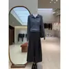 Camisa base de punto de manga larga con cuello polo, color liso, estilo casual versátil de otoño temprano, corte holgado, para mujer