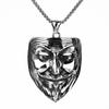 Collar de Acero Inoxidable con Colgante de Máscara V de Vendetta Retro Europea y Americana para Hombre