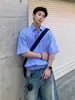 NASA Nueva Camisa de Manga Corta a Rayas Sencilla de Verano Estilo Japonés Marca de Tendencia para Hombre Chaqueta Informal Holgada para Niños