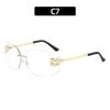 Gafas de sol sin montura metálicas Y2K Dulces Frescas Picantes Celebridad de Internet Personalizadas Vintage Letra Decorativas Forma Cóncava