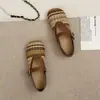 2026 Nuevo Estilo Hebilla Tejida Suela Suave Versátiles Sin Cordones Zapatos Mary Jane Retro Franceses para Mujer Zapatos Planos