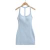 -25 Nuevo Estilo de Verano Estilo Coreano Sexy Estilo Pura Pasión Diseño de Cuello Halter Espalda Descubierta Almohadilla para el Pecho Vestido de Falda Corta