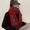 Bufanda Roja Navideña para Mujer de Invierno de Cachemir de Alta Gama a Cuadros Bufanda Versátil Chal Cálido Bufanda Engrosada