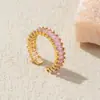 Anel de Dedo Geométrico com Abertura em Zircônia Triangular Estilo Coreano Banho de Ouro 18k Cobre Design de Luxo Leve Nicho para Mulheres