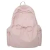 Mochila Ligera Estilo Perezoso de Verano para Niñas Color Sólido Versátil Lazo Bolso para Estudiante Universitaria Mochila para Viajes al Aire Libre