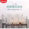 Copo de Vidro Transparente com Relevo para Velas Rótulo Criativo DIY Castiçal de Casa Pote Ornamentos de Fragrância para Quarto