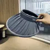 Sombrero Nuevo de Verano con Protección Solar Visera Anti-UV Plegado Sombrero Grande Gorro Cubre Playa Cara Completa Vacío Sombrero de Sol