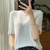 Camiseta de manga curta feminina Quzhu gelo seda malha suéter verão fino elegante estilo ocidental solto emagrecimento top atacado feminino