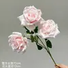 Flor artificial con 3 rosas de diamante y hojas, corazón de espuma, rosa de coleccionista, rosa de seda en plena floración para fotografía