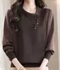 Nova Camisa de Manga Longa Outono 2026 Feminina Solta Casual Estilosa Redutora de Idade Emagrecedora Versátil Elegante Top