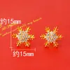 Versão coreana de brincos de floco de neve de zircônia para a véspera de Natal mulheres moda banhado a ouro imitação de ouro brincos de Natal uma geração de cabelo