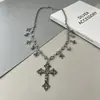 Colar com Pingente de Cruz Estilo Punk Personalidade Cool Tendência Europeia e Americana Moda Luxo Leve Alto Padrão Único Corrente para Clavícula Feminino
