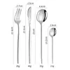 Amazon Juego de Cubiertos de Acero Inoxidable Cuchillo Tenedor Cuchara Venta Caliente Portugal Cubiertos Occidentales 4 Piezas Principales Cuchillo para Bistec Tenedor Cuchara