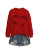 Amazon eBay Tienda Independiente Informal Cómoda de Moda para Mujer Sudadera de Manga Larga con Cuello Redondo con Nota Musical y Corazón para Comercio Exterior