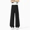 Cinturón de Diseño Estilo Coreano con Efecto de Caída, Pantalones Amplios de Talla Grande Unisex, Pantalones Casuales Coreanos de Pierna Recta con Forro de Polar para Otoño e Invierno