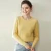Suéter de Caxemira Macio e Confortável Outono/Inverno Feminino Gola Redonda Pulôver Suéter Tricotado Tricô de Cabo Suéter Espesso Manga Longa Camada Interna Base