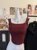 Camisole estilo coreano com alças largas para mulheres, com bojos fixos, decote quadrado, camada dupla, modelador, costas bonitas, pode ser usada como peça externa, top liso