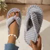 Chanclas de pana bestseller transfronterizas, pantuflas para el hogar, chanclas antideslizantes de punta abierta, nuevo estilo de una tira, pantuflas de algodón