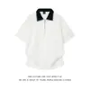 Camisa polo de manga corta con media cremallera cosida a mano estilo americano, nueva marca de moda de verano, top de camiseta elegante y sofisticado de manga corta