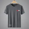 Camiseta de seda gelada masculina, gola redonda, secagem rápida, manga curta, verão, fina, respirável, meia manga, tamanho grande, tops esportivos masculinos, tendência solta