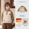 Moletom Jielibeibi para Meninos com Acolchoamento de Algodão para Aquecimento, Roupa para Bebê Menino, Novo Estilo Outono/Inverno, Blusa Infantil, Versão Grossa