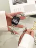 Adequado para Pulseira Apple Watch iWatch Pérola Cinza Pulseira de Metal de Alta Qualidade Pequena Fragrância Elegante Versátil Joia de Mão para Mulheres