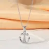 Aço Titânio Retrô Navio Pirata Hip-Hop Âncora Estilo Punk Simples Colar Feminino Estilo Verão Zircônia Alto Acabamento
