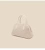 Bolsa Bowling de Couro Camurça Coreana de Nicho High-End Primavera/Verão 2026 Bolsa Boston Feminina Retrô Simples Elegante