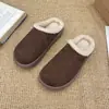 Baotou Felpa Piel Color Camello Cálido Invierno 2026 Más Terciopelo Apertura Slip-on Pantuflas de Algodón Pantuflas de Suela Gruesa Ropa de Exterior para Mujer