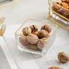 Prato de frutas de vidro de luxo leve, prato criativo dividido para lanches na sala de estar da casa, prato de lanches de frutas secas, prato de sobremesa, prato de frutas e doces