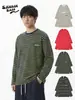 Camiseta de Manga Longa Color Block Listrada Pesada 280g Nova Moda Primavera 2026 Marca Casual Solta Top Bordado com Logo